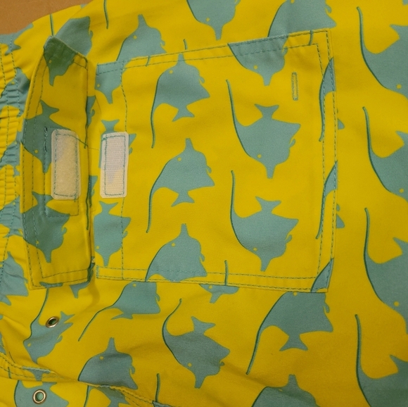 Capelle yellow green fish print men swim trunk size 2XL - Picture 8 of 11